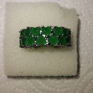 Emerald hearts ring/band, sz.6 ,S.S.